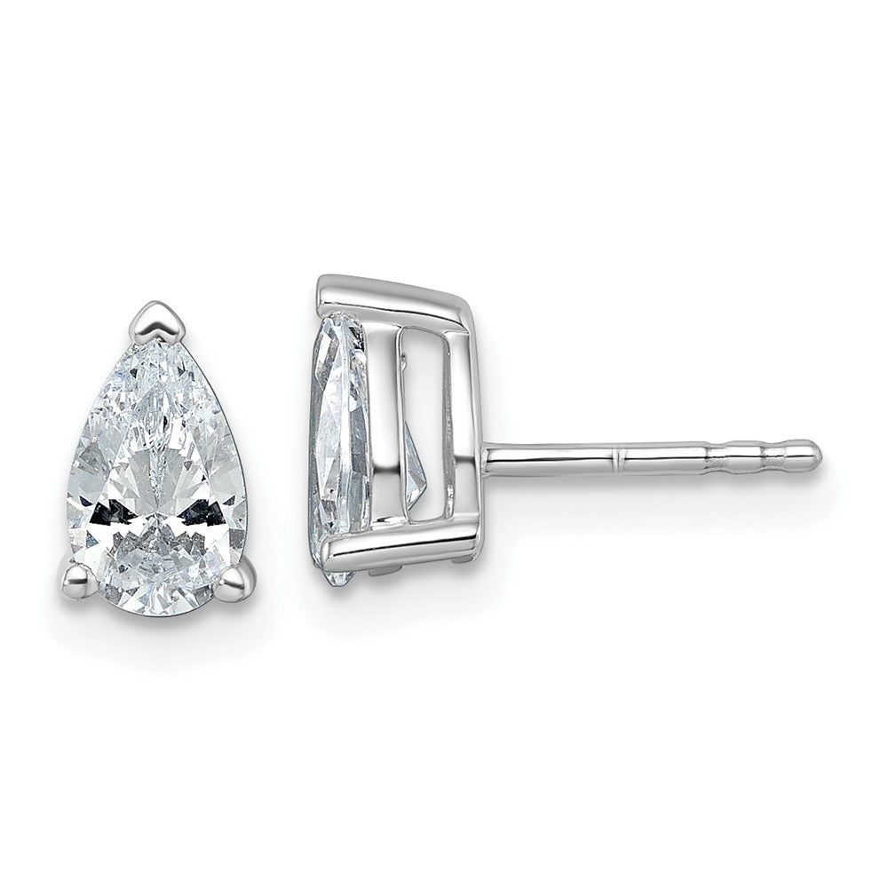 14k White Gold 1 1/2 ctw Certified Lab Grown Diamond VS/SI+ G+ Pear 4 Prong Heavy Wt. Stud Earrings
