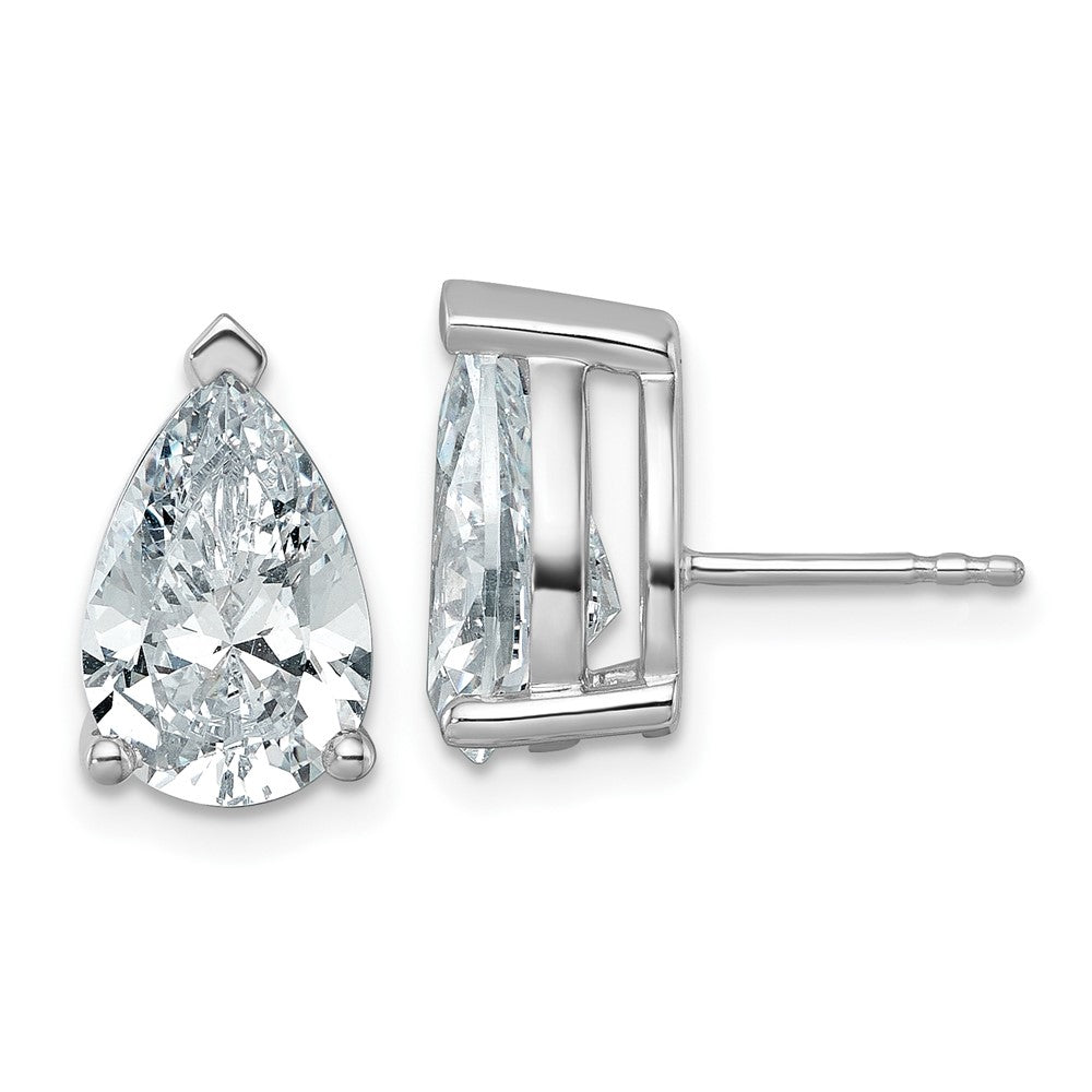 14K White Gold 6 Carat Lab Grown Diamond Vs+ F+ Complete Pear Three Prong Stud Earrings