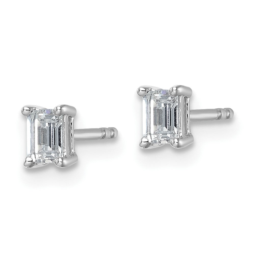 14k White Gold 1/2 ctw Certified Lab Grown Diamond VS/SI+ G+ Emerald 4 Prong Heavy Wt. Stud Earrings