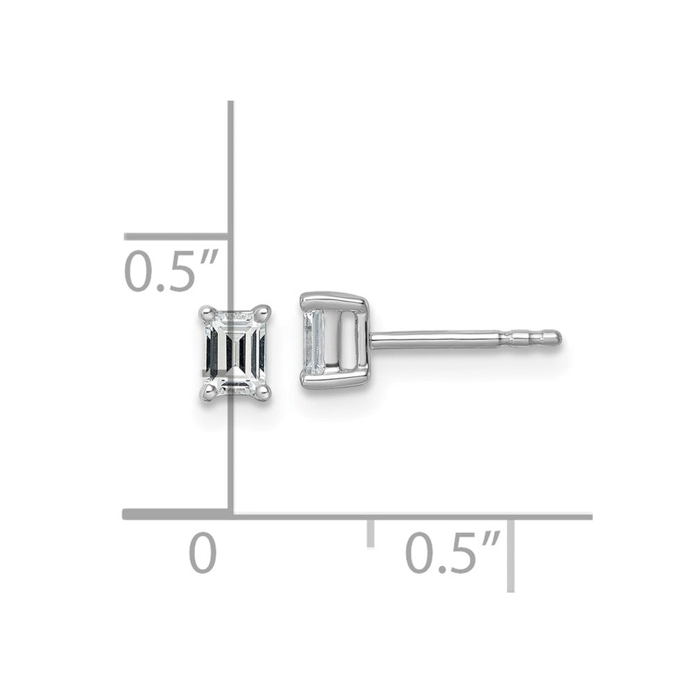 14K White Gold 1/2 Ctw Certified Lab Grown Diamond Vs+ F+ Emerald 4 Prong Heavy Wt. Stud Earrings