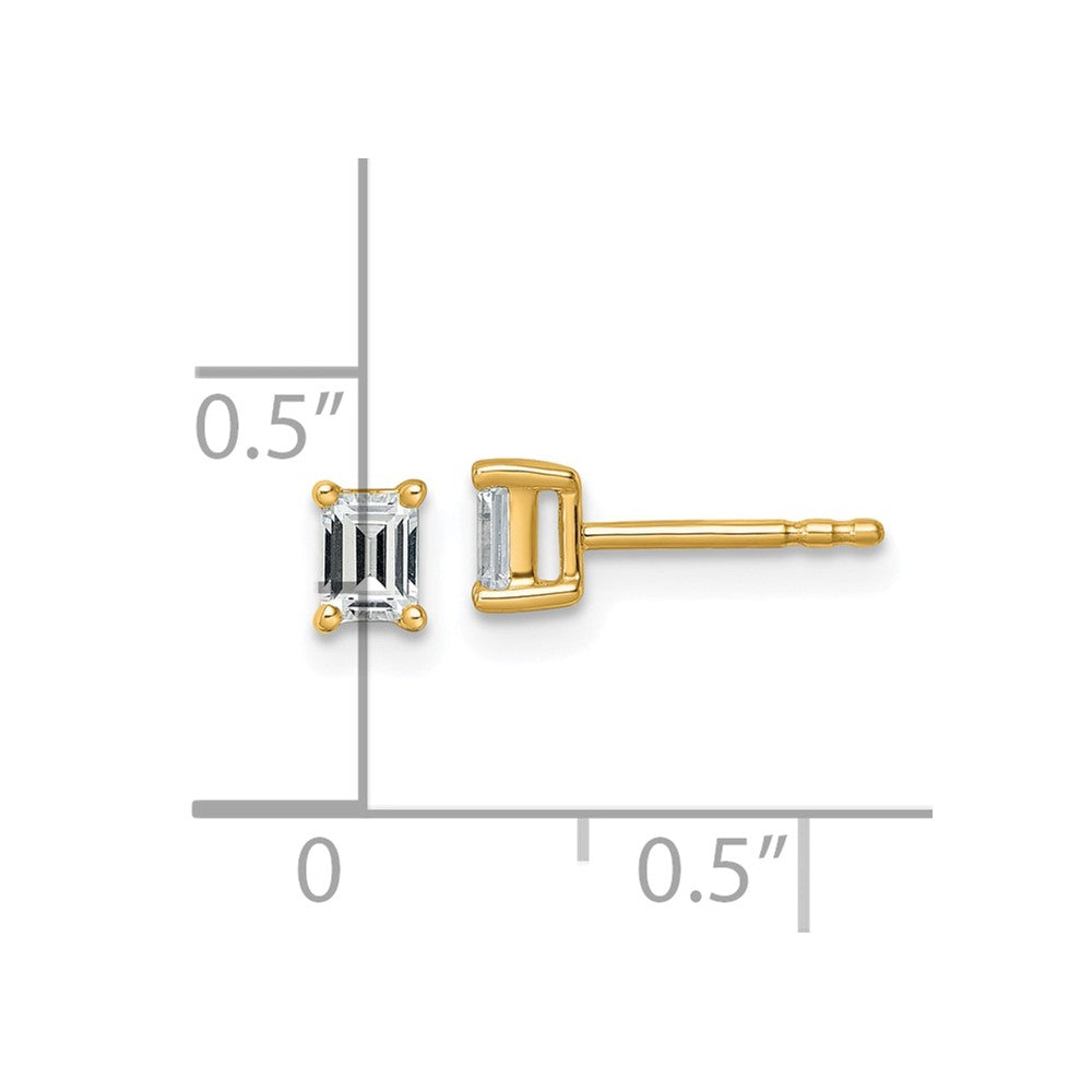 14k Yellow Gold 1/2 Ct. Lab Grown Diamond VS/SI+ G+ Emerald Complete Solitare Stud Post Earrings