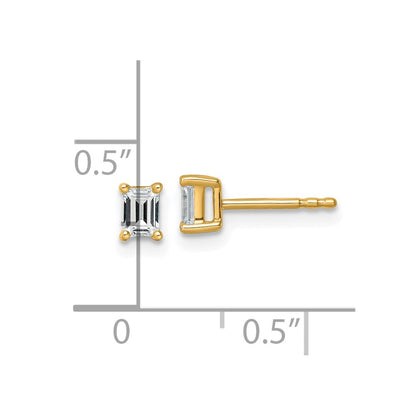 14k Yellow Gold 1/2 Ct. Certified Lab Grown Diamond VS/SI+ G+ Emerald Complete Solitare Stud Post Earrings