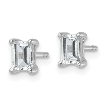 14K White Gold 1 Ctw Certified Lab Grown Diamond Vs+ F+ Emerald 4 Prong Heavy Wt. Stud Earrings