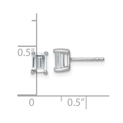 14K White Gold 1 Ctw Certified Lab Grown Diamond Vs+ F+ Emerald 4 Prong Heavy Wt. Stud Earrings