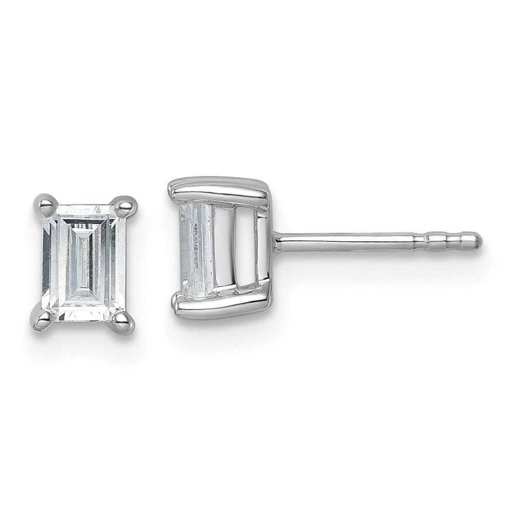 14k White Gold 1 ctw Certified Lab Grown Diamond VS/SI+ G+ Emerald 4 Prong Heavy Wt. Stud Earrings