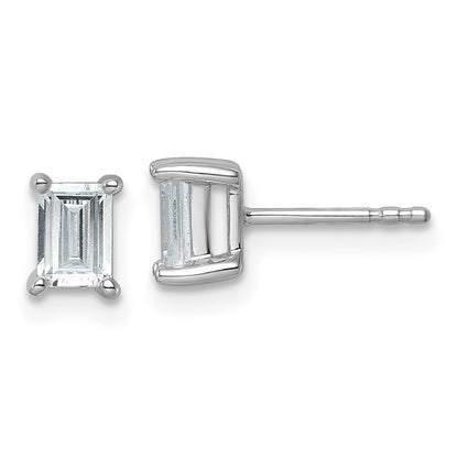14k White Gold 1 ctw Certified Lab Grown Diamond VS/SI+ G+ Emerald 4 Prong Heavy Wt. Stud Earrings