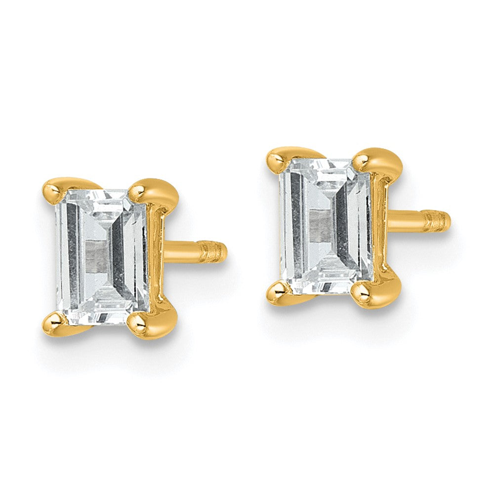 14K Yellow Gold 1 Ctw Certified Lab Grown Diamond Vs+ F+ Emerald 4 Prong Heavy Wt. Stud Earrings