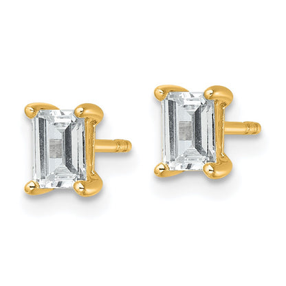14K Yellow Gold 1 Ctw Certified Lab Grown Diamond Vs+ F+ Emerald 4 Prong Heavy Wt. Stud Earrings