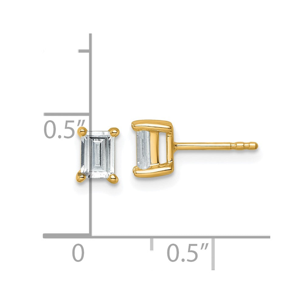 14K Yellow Gold 1 Ctw Certified Lab Grown Diamond Vs+ F+ Emerald 4 Prong Heavy Wt. Stud Earrings