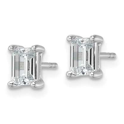 14k White Gold 1 1/2 ctw Lab Grown Diamond VS/SI+ G+ Emerald 4 Prong Heavy Wt. Stud Earrings