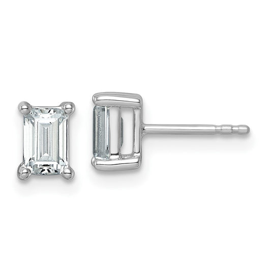 14k White Gold 1 1/2 ctw Certified Lab Grown Diamond VS/SI+ G+ Emerald 4 Prong Heavy Wt. Stud Earrings
