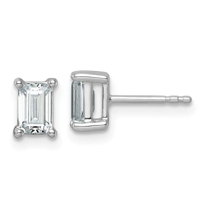 14K White Gold 1 1/2 Ctw Certified Lab Grown Diamond Vs+ F+ Emerald 4 Prong Heavy Wt. Stud Earrings