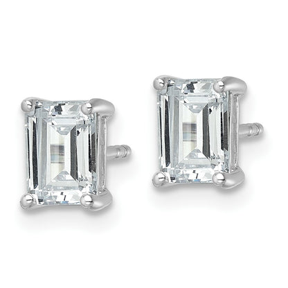 14K White Gold 2 Ctw Certified Lab Grown Diamond Vs+ F+ Emerald 4 Prong Heavy Wt. Stud Earrings