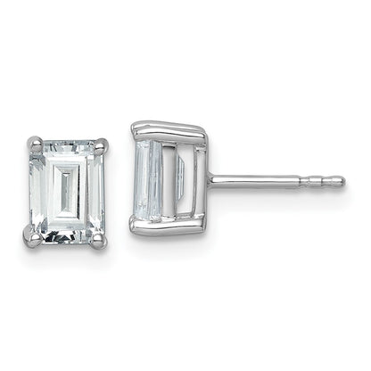 14k White Gold 2 ctw Lab Grown Diamond VS/SI+ G+ Emerald 4 Prong Heavy Wt. Stud Earrings