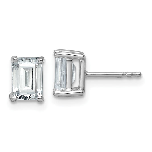 14k White Gold 2 ctw Lab Grown Diamond VS/SI+ G+ Emerald 4 Prong Heavy Wt. Stud Earrings
