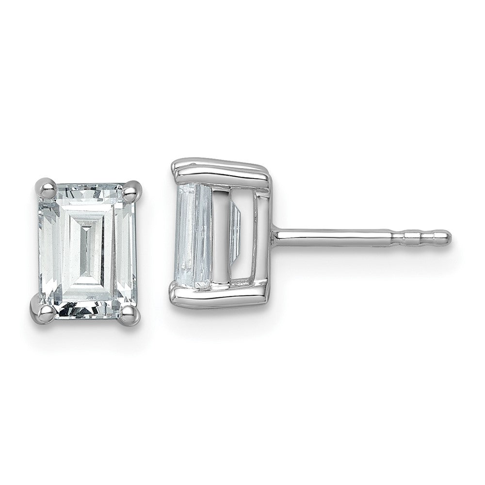 14k White Gold 2 ctw Certified Lab Grown Diamond VS/SI+ G+ Emerald 4 Prong Heavy Wt. Stud Earrings