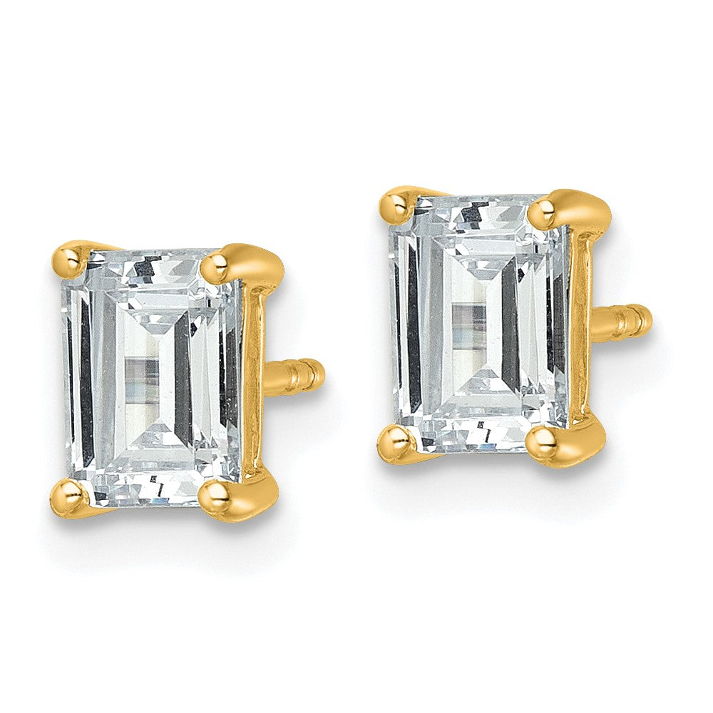 14K Yellow Gold 2 Ctw Certified Lab Grown Diamond Vs+ F+ Emerald 4 Prong Heavy Wt. Stud Earrings