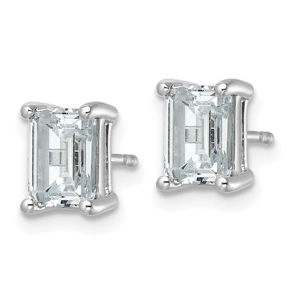 14k White Gold 3 ctw Certified Lab Grown Diamond VS/SI+ G+ Emerald 4 Prong Heavy Wt. Stud Earrings