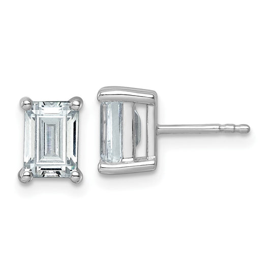 14k White Gold 3 ctw Certified Lab Grown Diamond VS/SI+ G+ Emerald 4 Prong Heavy Wt. Stud Earrings