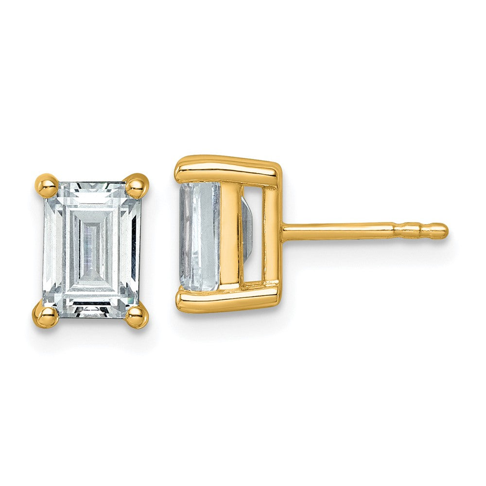 14K Yellow Gold 3 Ctw Certified Lab Grown Diamond Vs+ F+ Emerald 4 Prong Heavy Wt. Stud Earrings