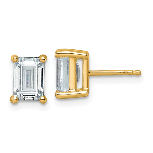 14K Yellow Gold 3 Ctw Certified Lab Grown Diamond Vs+ F+ Emerald 4 Prong Heavy Wt. Stud Earrings