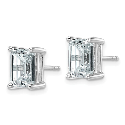 14K White Gold 4 Ctw Lab Grown Diamond Vs+ F+ Emerald Prong Heavy Wt. Stud Earrings