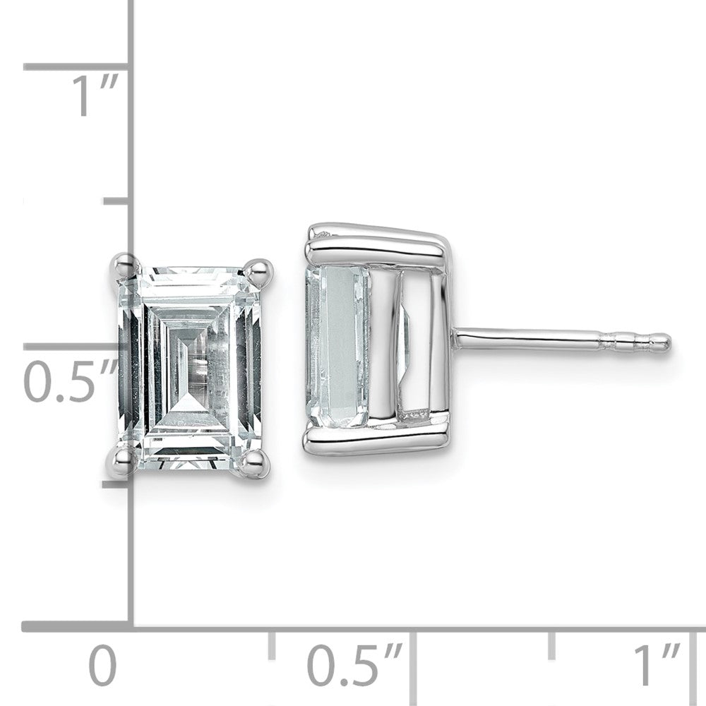 14k White Gold 4 ctw Lab Grown Diamond VS/SI+ G+ Emerald 4 Prong Heavy Wt. Stud Earrings