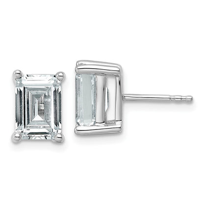 14k White Gold 4 ctw Lab Grown Diamond VS/SI+ G+ Emerald 4 Prong Heavy Wt. Stud Earrings