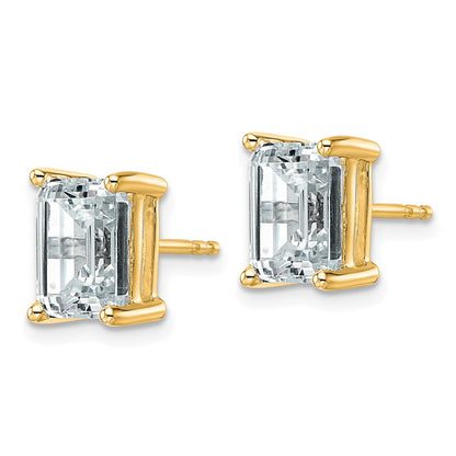 14K Yellow Gold 4 Ctw Certified Lab Grown Diamond Vs+ F+ Emerald Prong Heavy Wt. Stud Earrings