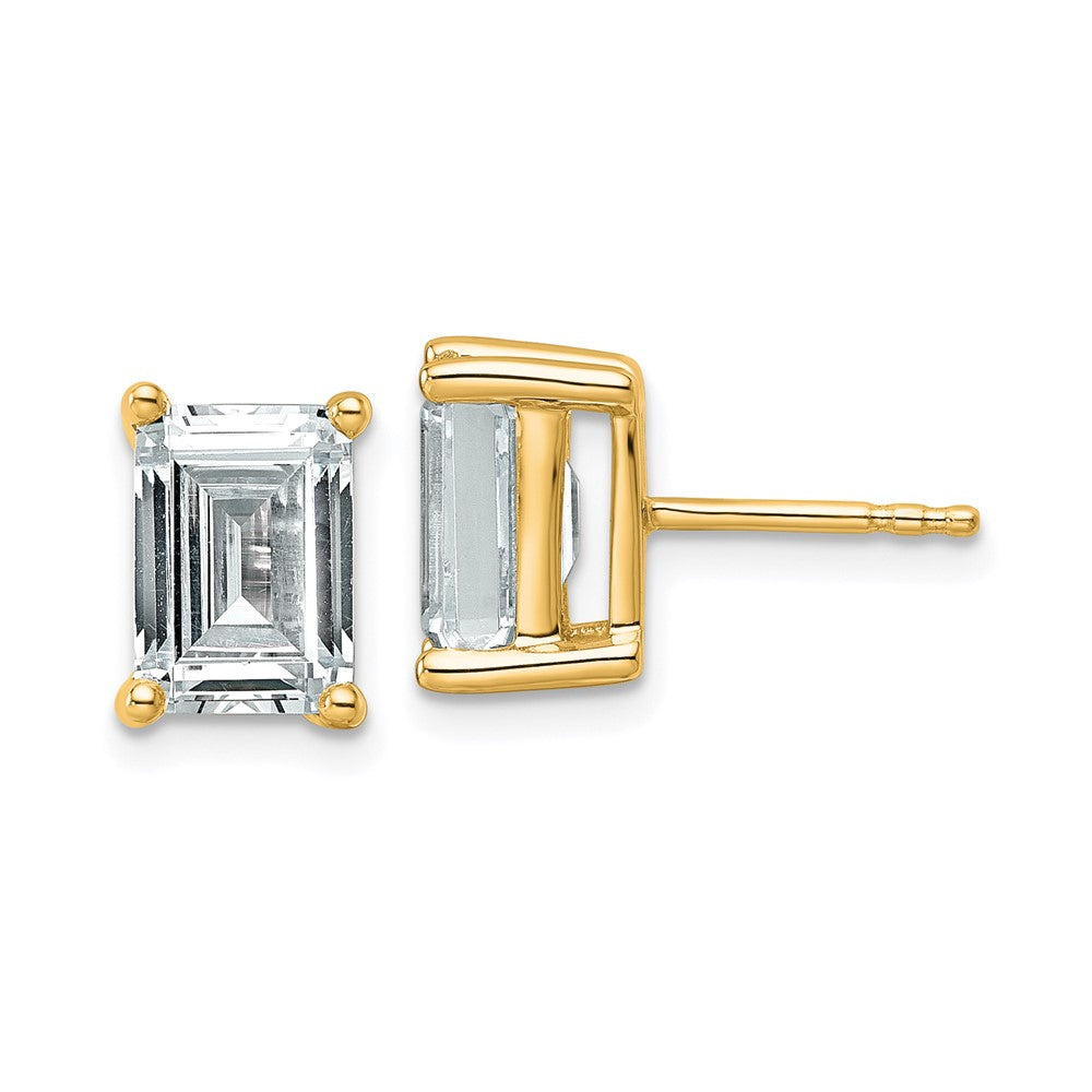 14K Yellow Gold 4 Ctw Certified Lab Grown Diamond Vs+ F+ Emerald Prong Heavy Wt. Stud Earrings