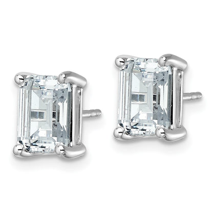14K White Gold 5 Ctw Certified Lab Grown Diamond Vs+ F+ Emerald 4 Prong Heavy Wt. Stud Earrings