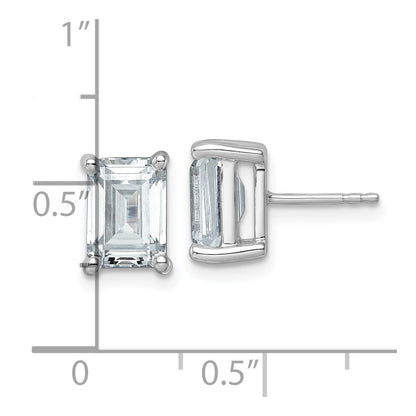 14K White Gold 5 Ctw Certified Lab Grown Diamond Vs+ F+ Emerald 4 Prong Heavy Wt. Stud Earrings