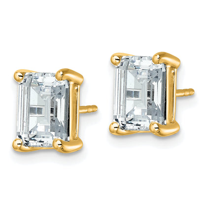 14K Yellow Gold 5 Ctw Certified Lab Grown Diamond Vs+ F+ Emerald 4 Prong Heavy Wt. Stud Earrings