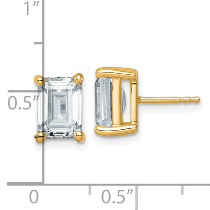 14K Yellow Gold 5 Ctw Certified Lab Grown Diamond Vs+ F+ Emerald 4 Prong Heavy Wt. Stud Earrings