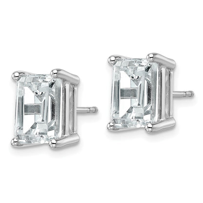14K White Gold 6 Ctw Certified Lab Grown Diamond Vs+ F+ Emerald 4 Prong Heavy Wt. Stud Earrings