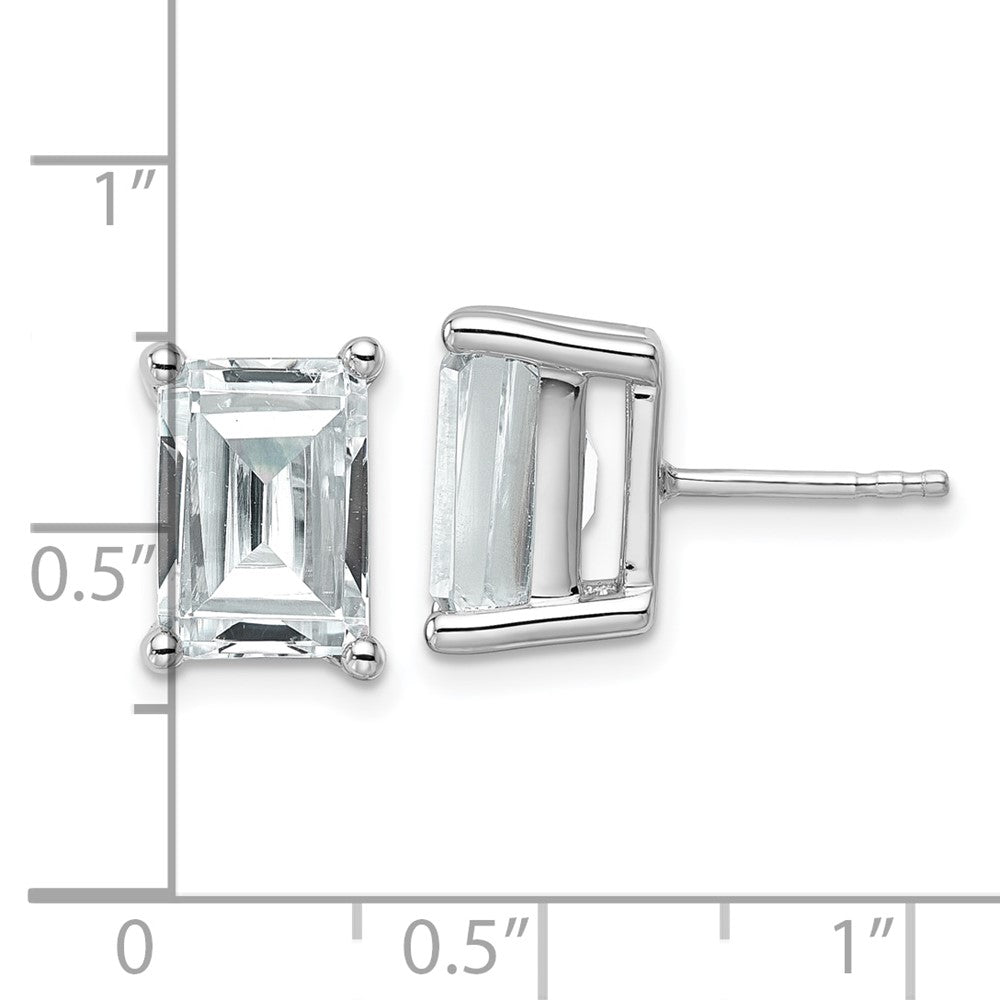 14K White Gold 6 Ctw Lab Grown Diamond Vs+ F+ Emerald 4 Prong Heavy Wt. Stud Earrings