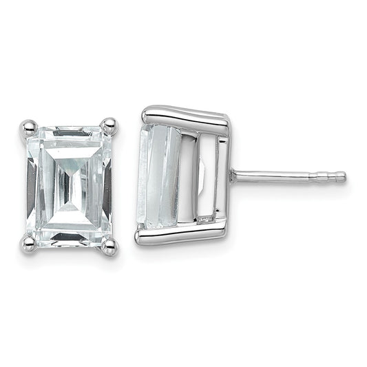 14K White Gold 6 Ctw Certified Lab Grown Diamond Vs+ F+ Emerald 4 Prong Heavy Wt. Stud Earrings