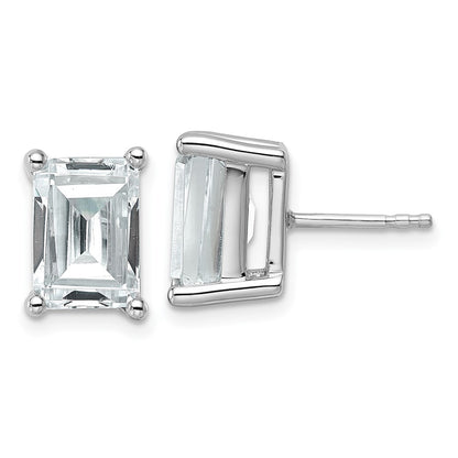 14K White Gold 6 Ctw Lab Grown Diamond Vs+ F+ Emerald 4 Prong Heavy Wt. Stud Earrings