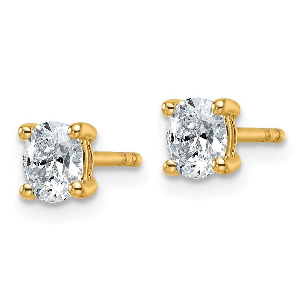 14K Yellow Gold 1/2 Carat Lab Grown Diamond Vs+ F+ Complete Oval Four Prong Stud Earrings