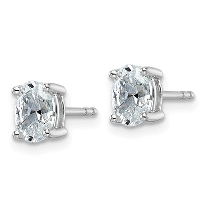14k White Gold 1 ctw Lab Grown Diamond VS/SI+ G+ Oval 4 Prong Heavy Wt. Stud Earrings