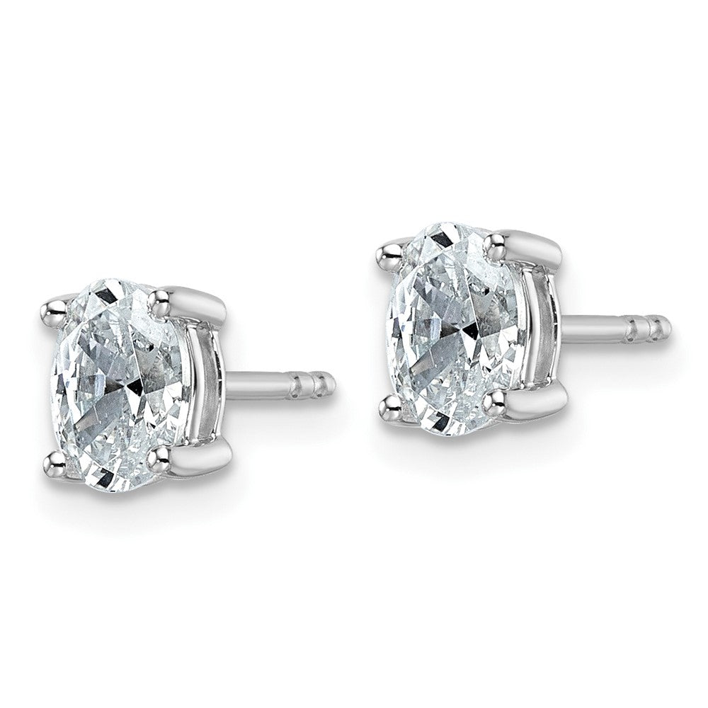 14k White Gold 1 ctw Certified Lab Grown Diamond VS/SI+ G+ Oval 4 Prong Heavy Wt. Stud Earrings
