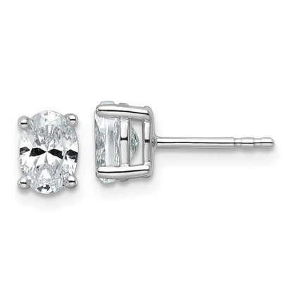 14k White Gold 1 ctw Lab Grown Diamond VS/SI+ G+ Oval 4 Prong Heavy Wt. Stud Earrings