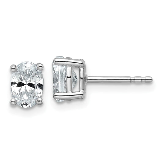 14k White Gold 1 ctw Lab Grown Diamond VS/SI+ G+ Oval 4 Prong Heavy Wt. Stud Earrings