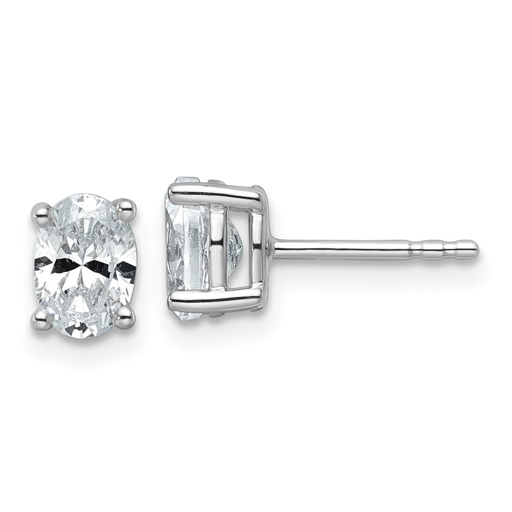 14k White Gold 1 ctw Certified Lab Grown Diamond VS/SI+ G+ Oval 4 Prong Heavy Wt. Stud Earrings