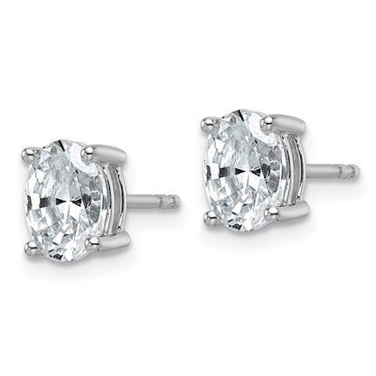 14k White Gold 1 1/2 ctw Certified Lab Grown Diamond VS/SI+ G+ Oval 4 Prong Heavy Wt. Stud Earrings