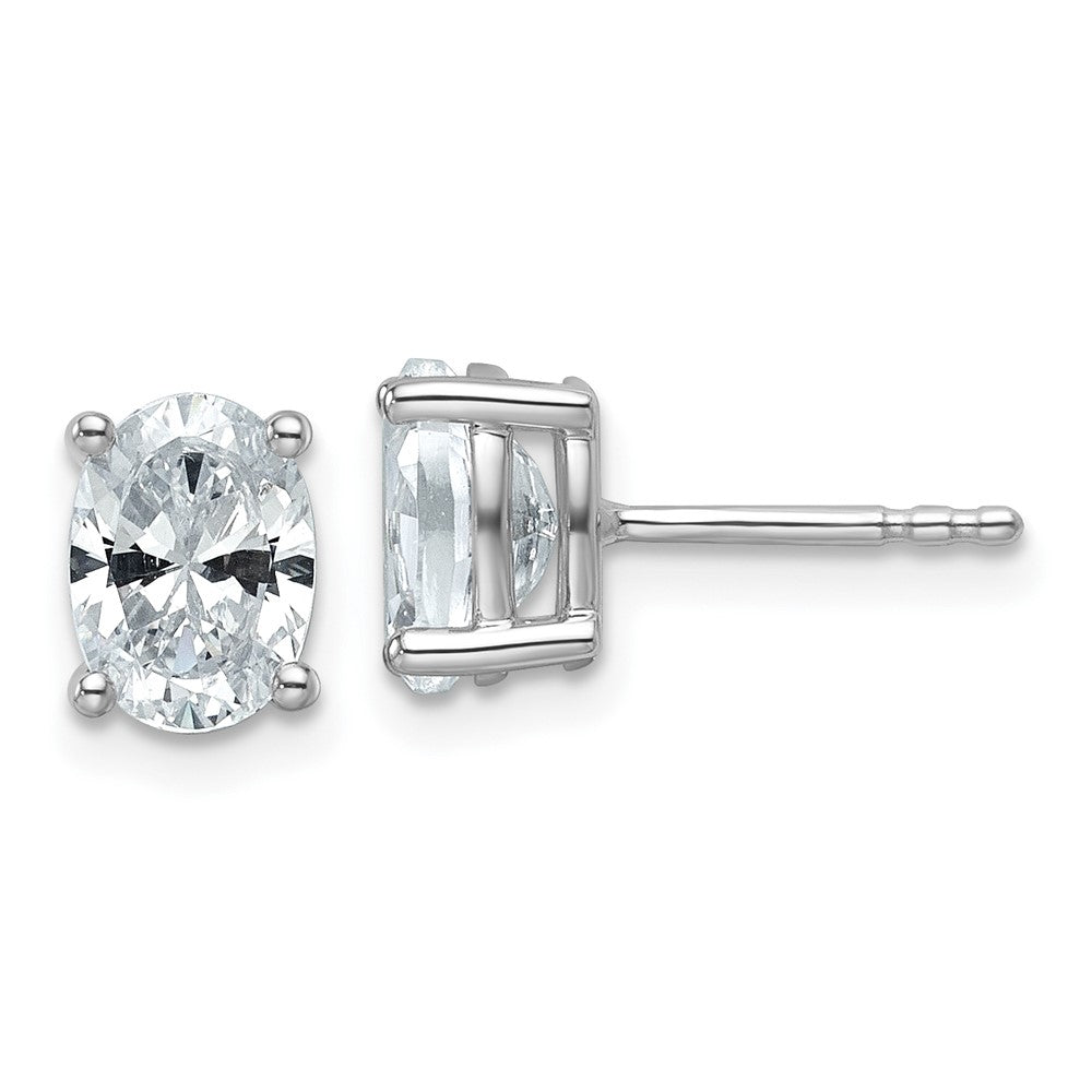 14k White Gold 1 1/2 ctw Certified Lab Grown Diamond VS/SI+ G+ Oval 4 Prong Heavy Wt. Stud Earrings