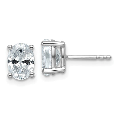 14k White Gold 1 1/2 ctw Lab Grown Diamond VS/SI+ G+ Oval 4 Prong Heavy Wt. Stud Earrings
