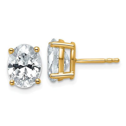 14k Yellow Gold 3 Ct. Lab Grown Diamond VS/SI+ G+ Oval Complete Solitare Stud Post Earrings