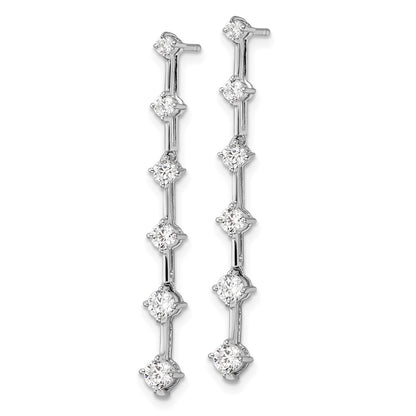 14k White Gold 1 Ct. Lab Grown Diamond VS/SI+ G+ Six Stone Dangle Post Earrings