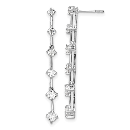 14k White Gold 1 Ct. Lab Grown Diamond VS/SI+ G+ Six Stone Dangle Post Earrings